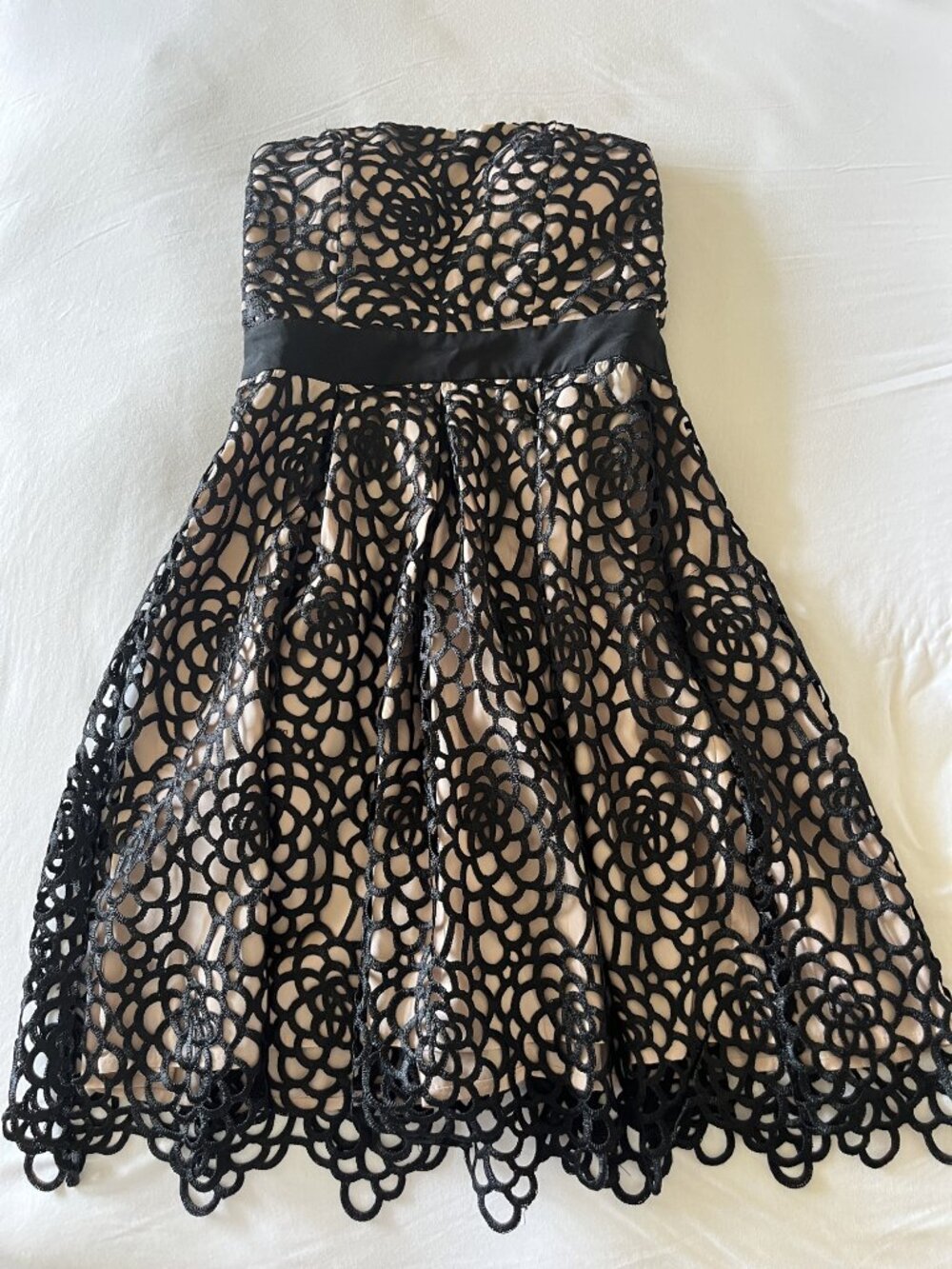 Rinascimento Party Dress (S/P) Black Floral Lacing & Pink Lining